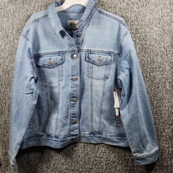 Seven7 Jackets & Blazers - Seven7 Denim Jacket Light Wash Stretch Button Front Women XL